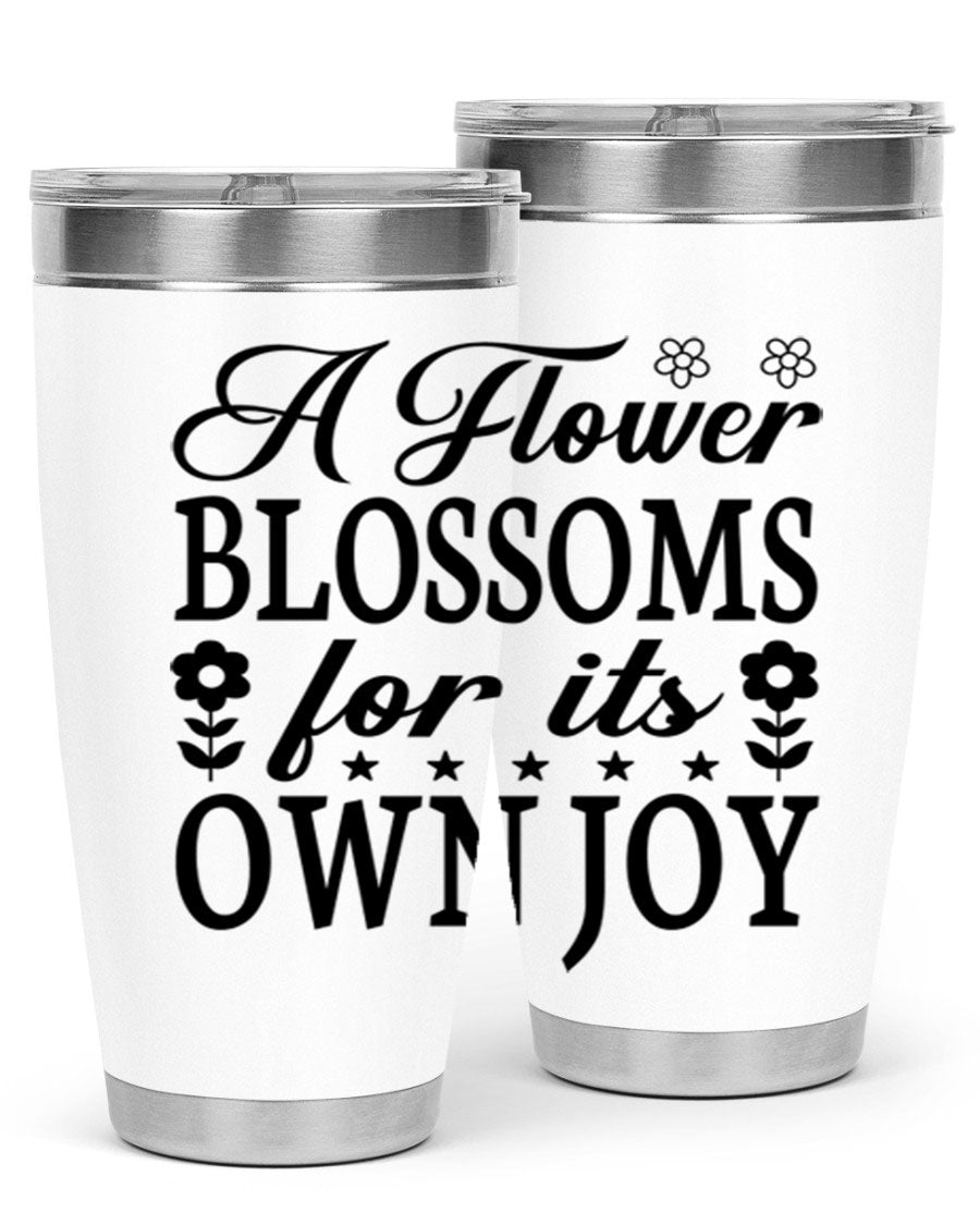 A stylish 20oz stainless steel tumbler featuring a floral design, perfect for keeping beverages hot or cold.