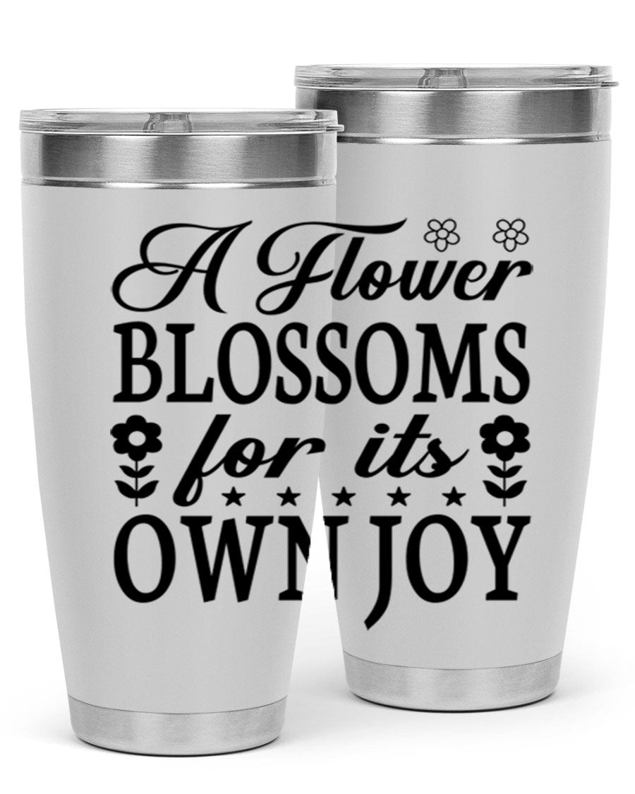 A stylish 20oz stainless steel tumbler featuring a floral design, perfect for keeping beverages hot or cold.