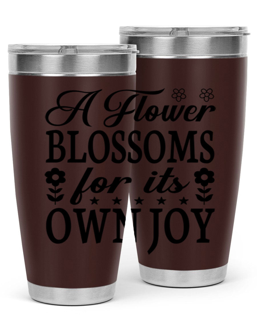 A stylish 20oz stainless steel tumbler featuring a floral design, perfect for keeping beverages hot or cold.