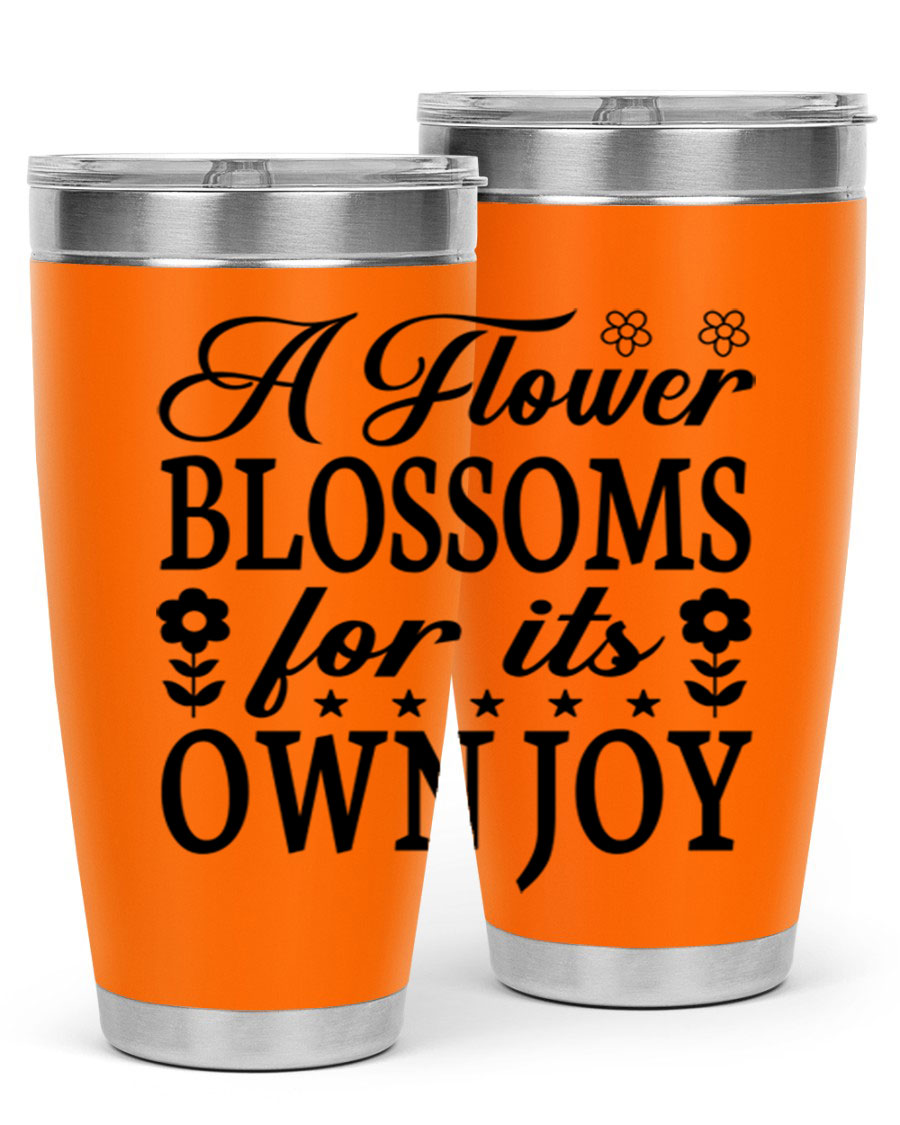 A stylish 20oz stainless steel tumbler featuring a floral design, perfect for keeping beverages hot or cold.