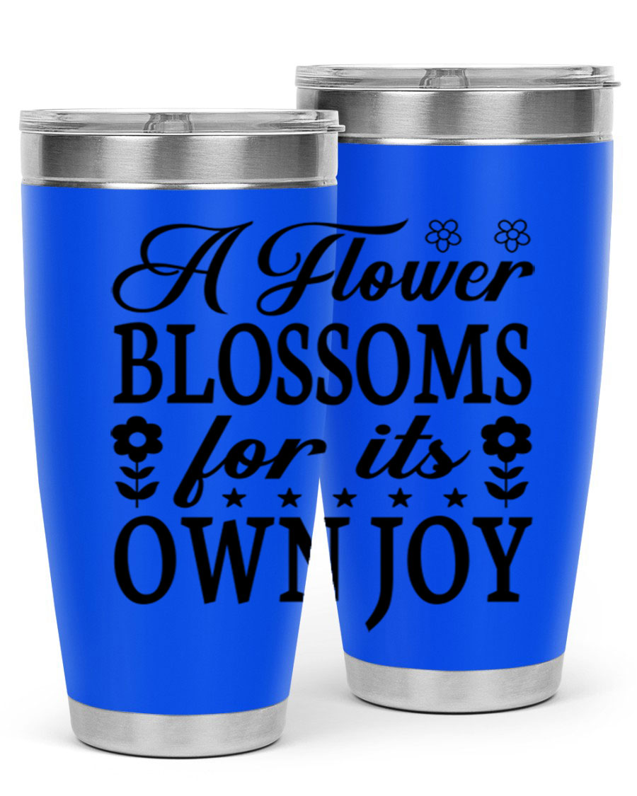 A stylish 20oz stainless steel tumbler featuring a floral design, perfect for keeping beverages hot or cold.