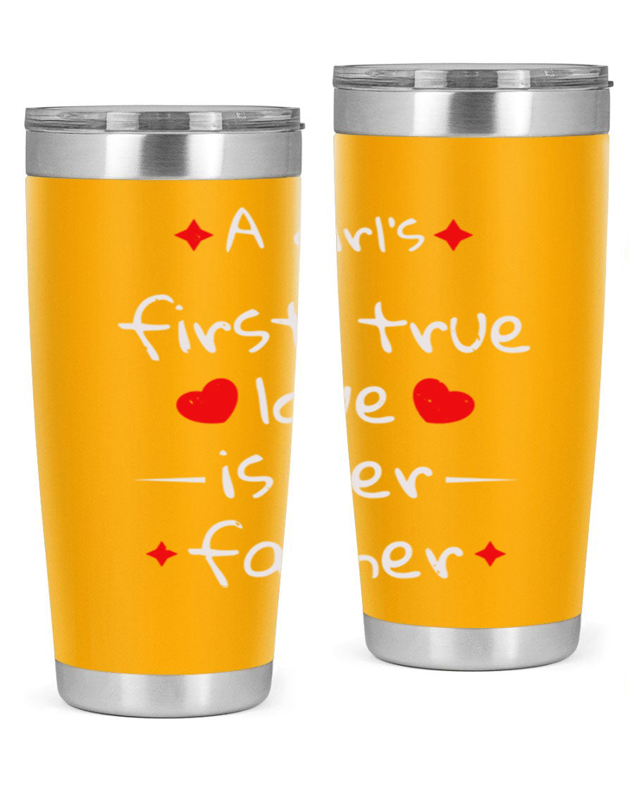 A stylish 20oz stainless steel tumbler with a drink-thru lid, designed for keeping beverages hot or cold, featuring a girl's first true 116# design.