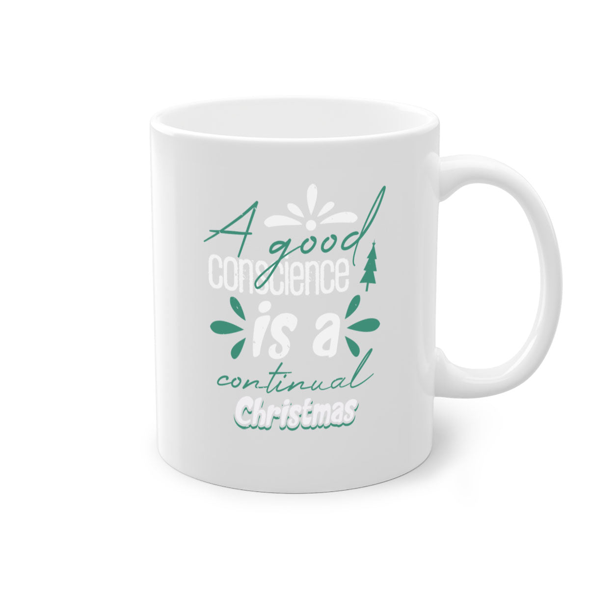 A Good Conscience is a 417# Christmas Mug featuring a glossy finish, colored handle, and interior, available in five vibrant colors.