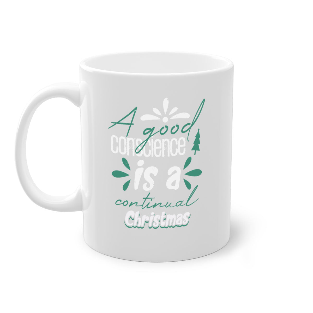 A Good Conscience is a 417# Christmas Mug featuring a glossy finish, colored handle, and interior, available in five vibrant colors.