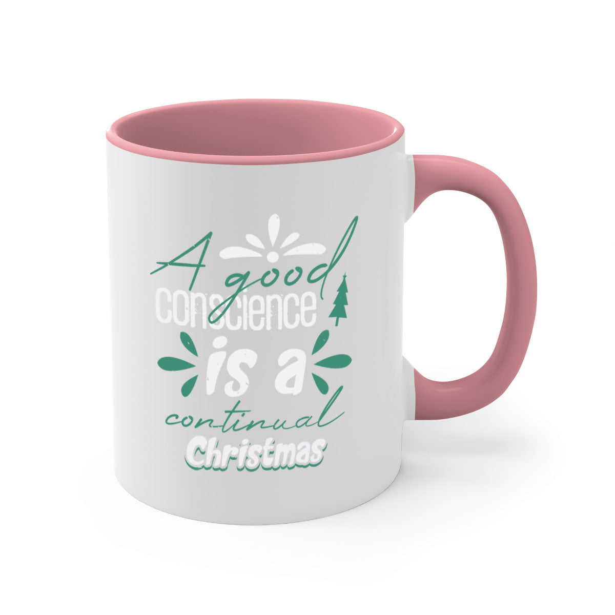 A Good Conscience is a 417# Christmas Mug featuring a glossy finish, colored handle, and interior, available in five vibrant colors.