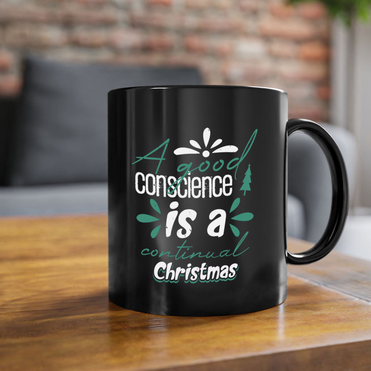 A Good Conscience is a 417# Christmas Mug featuring a glossy finish, colored handle, and interior, available in five vibrant colors.