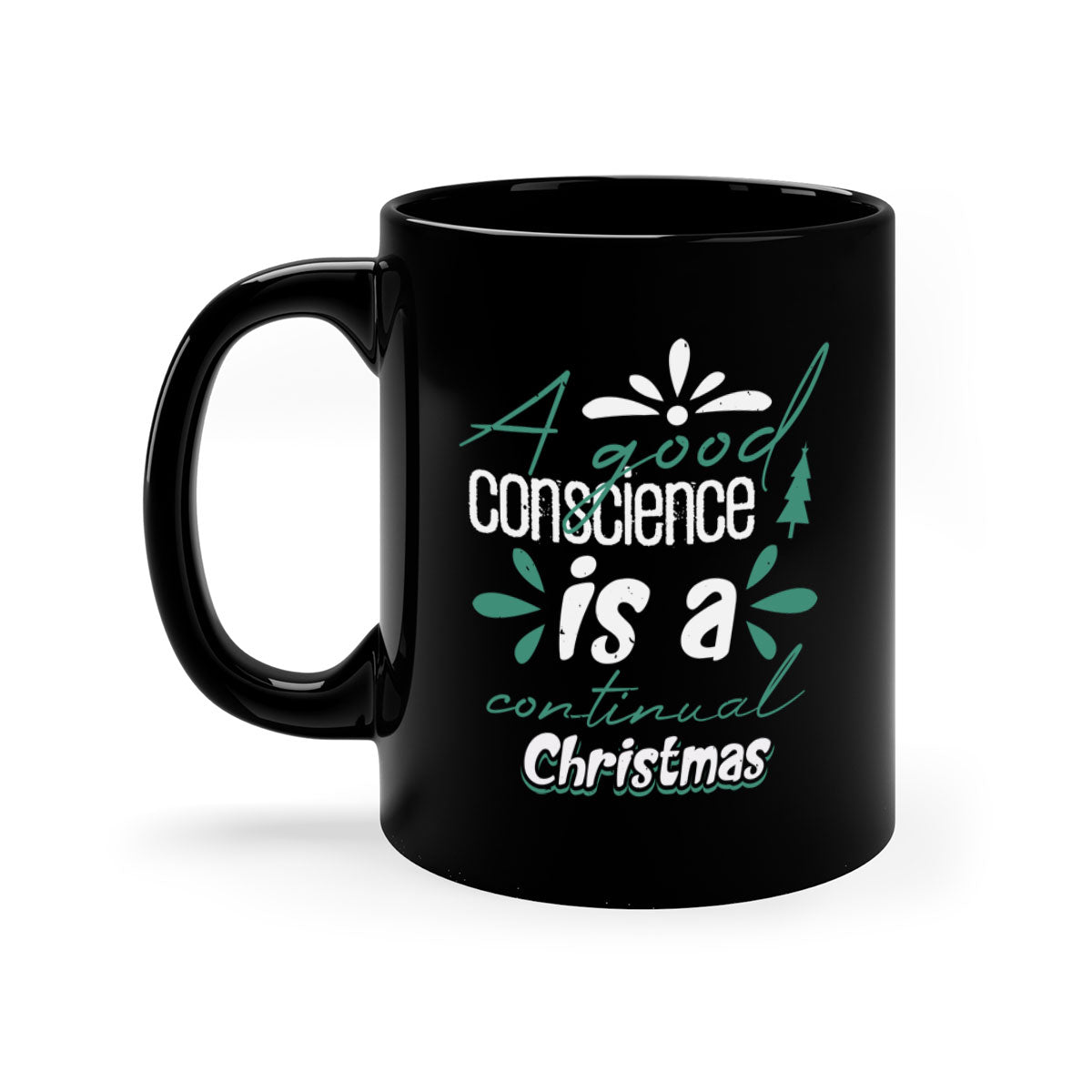 A Good Conscience is a 417# Christmas Mug featuring a glossy finish, colored handle, and interior, available in five vibrant colors.