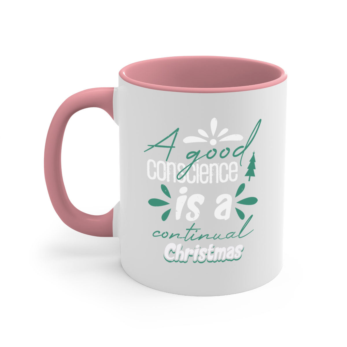 A Good Conscience is a 417# Christmas Mug featuring a glossy finish, colored handle, and interior, available in five vibrant colors.