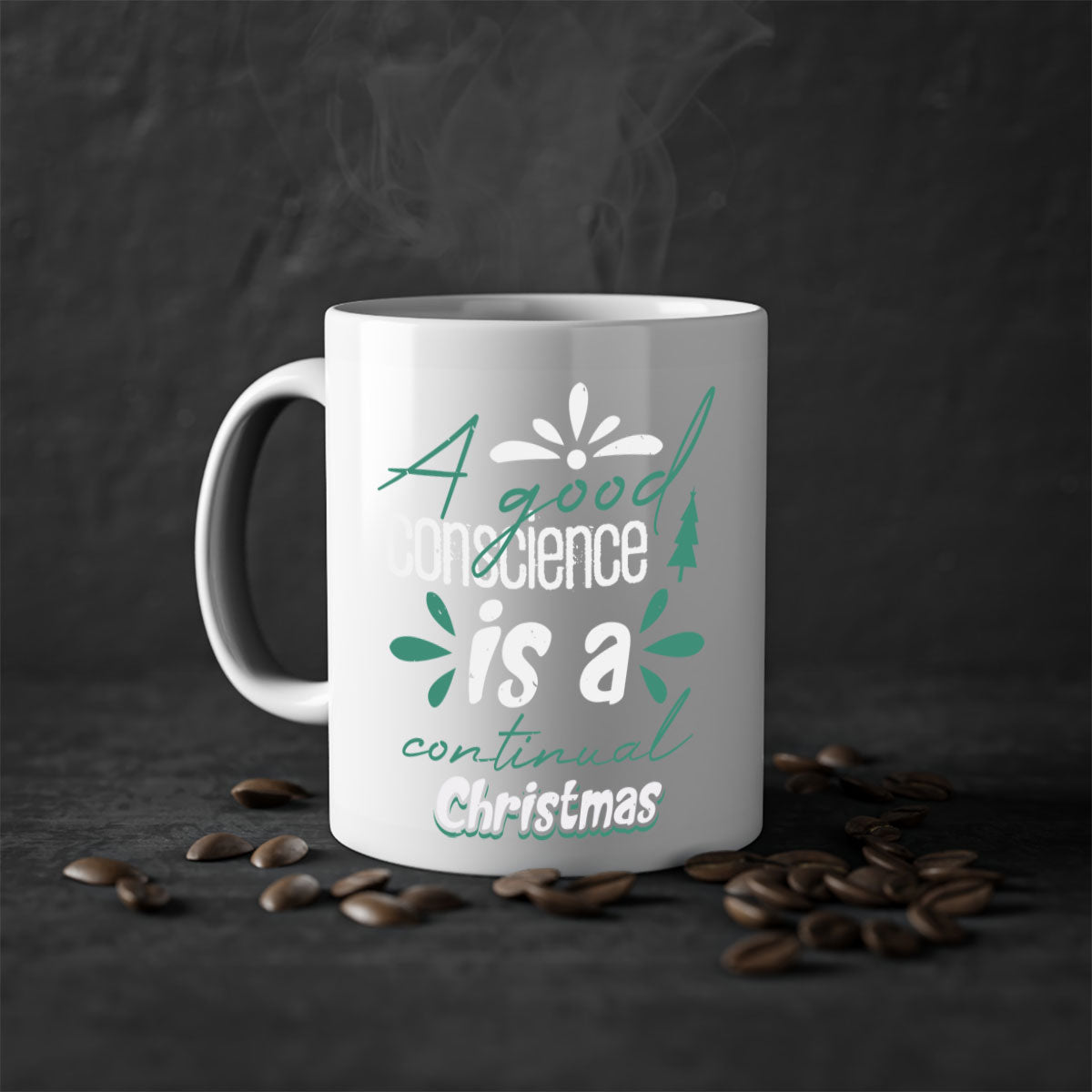 A Good Conscience is a 417# Christmas Mug featuring a glossy finish, colored handle, and interior, available in five vibrant colors.