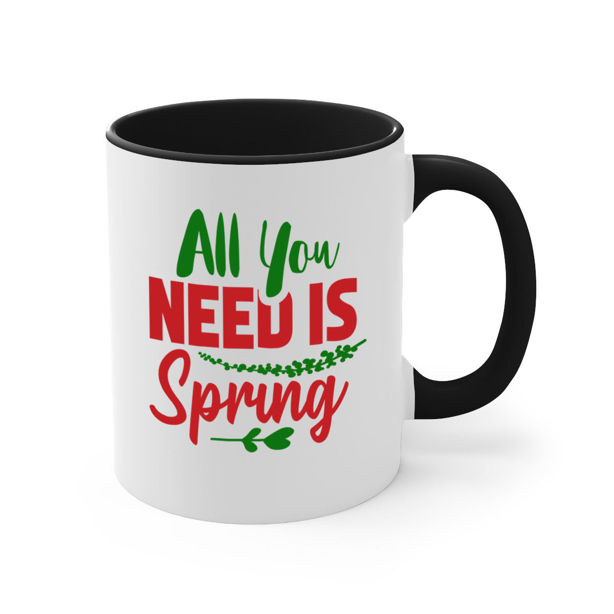 All You Need is Spring 17# Mug featuring a glossy finish, colored handle, and interior in five vibrant colors.