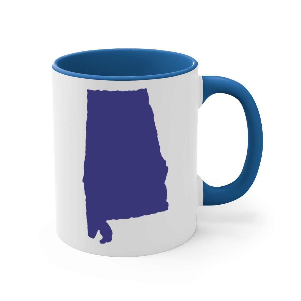 Alabama 50# Mug featuring a glossy finish with a colored handle and interior, available in five colors.