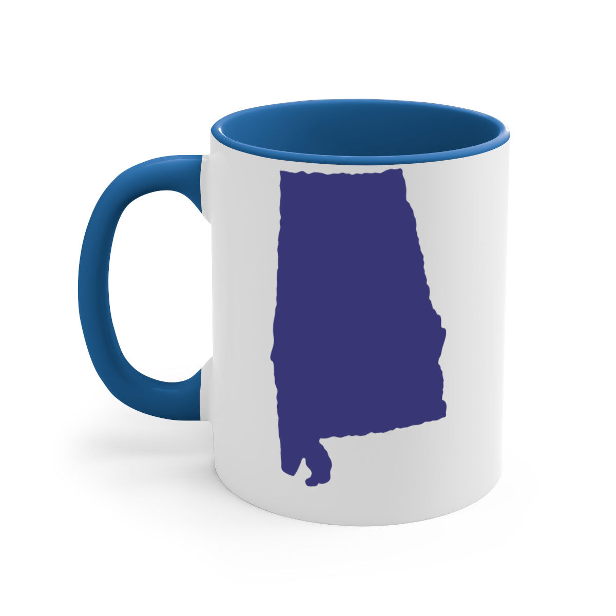 Alabama 50# Mug featuring a glossy finish with a colored handle and interior, available in five colors.