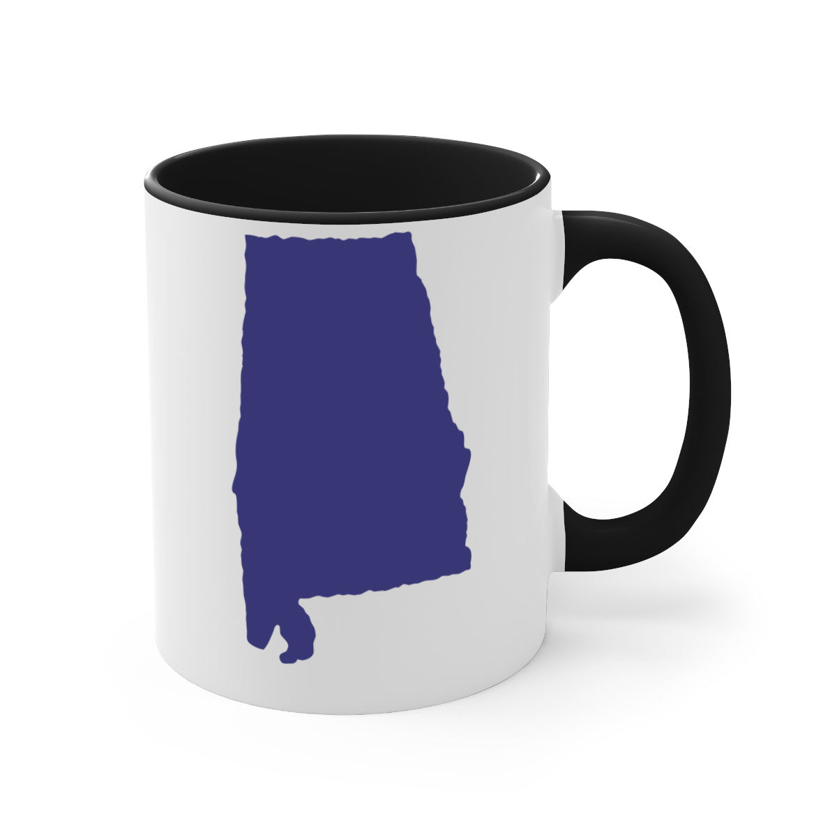 Alabama 50# Mug featuring a glossy finish with a colored handle and interior, available in five colors.