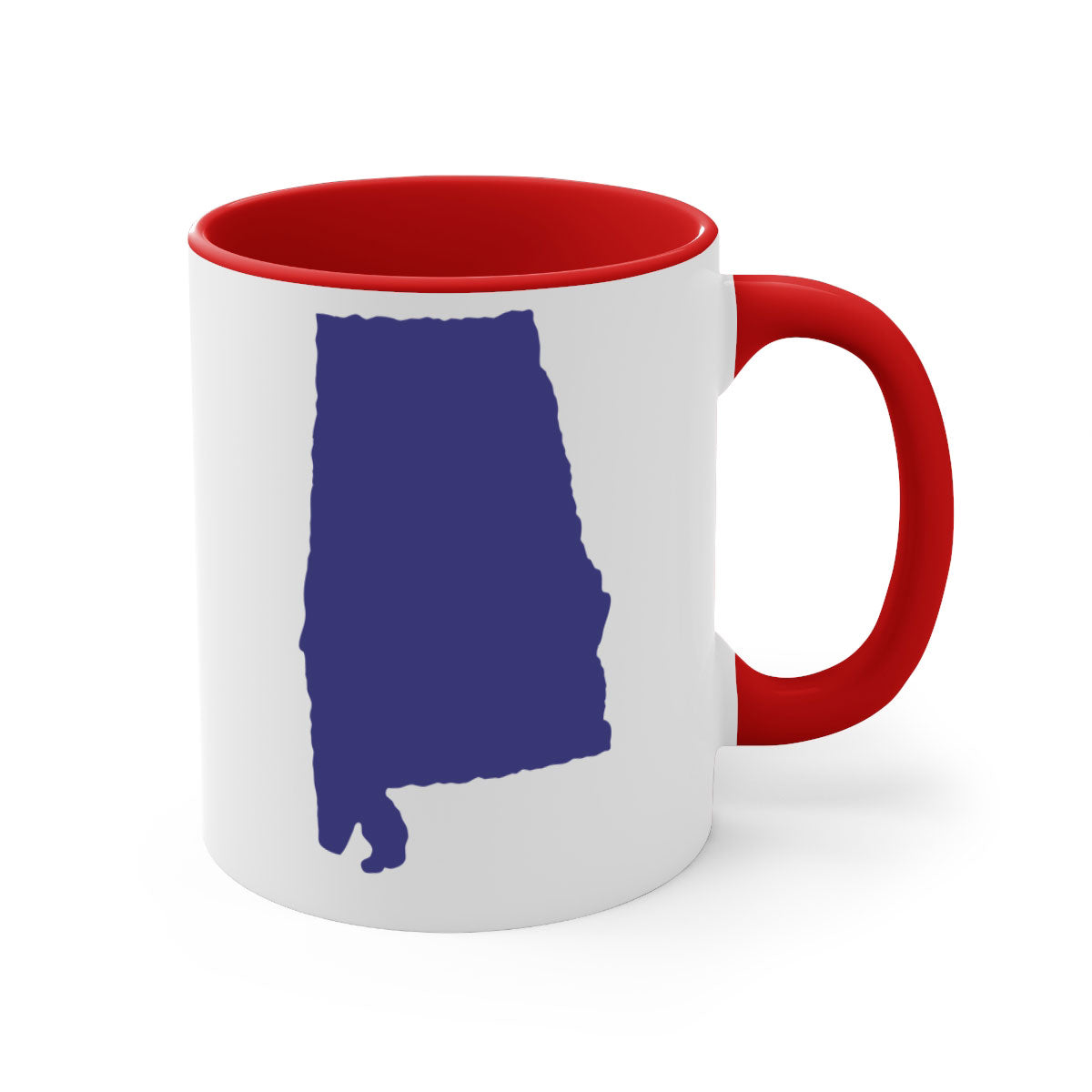 Alabama 50# Mug featuring a glossy finish with a colored handle and interior, available in five colors.