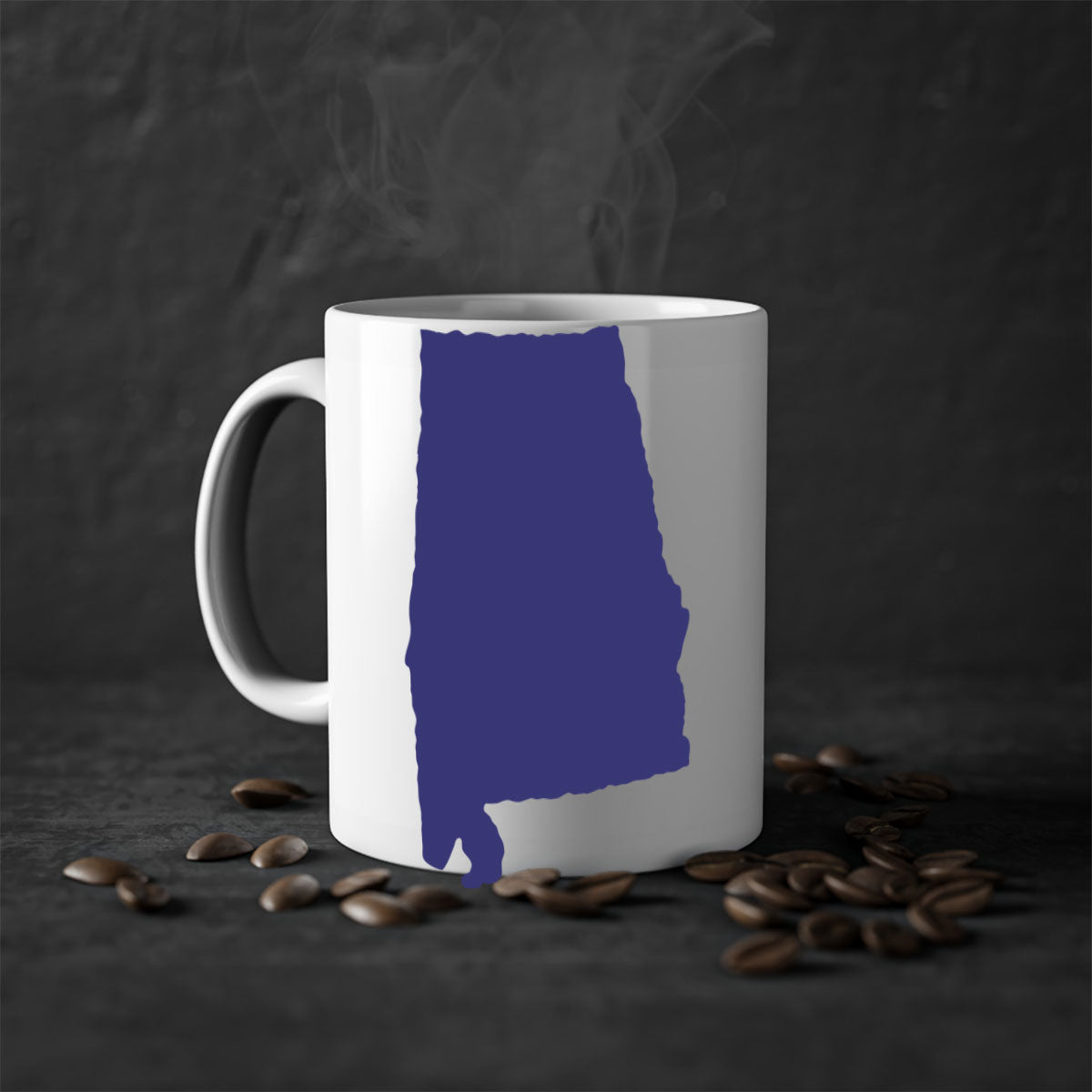 Alabama 50# Mug featuring a glossy finish with a colored handle and interior, available in five colors.