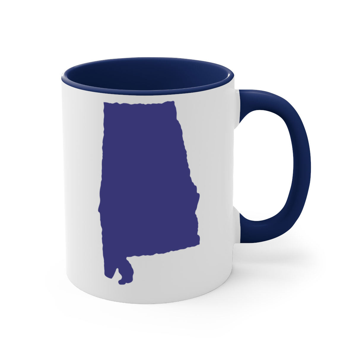 Alabama 50# Mug featuring a glossy finish with a colored handle and interior, available in five colors.