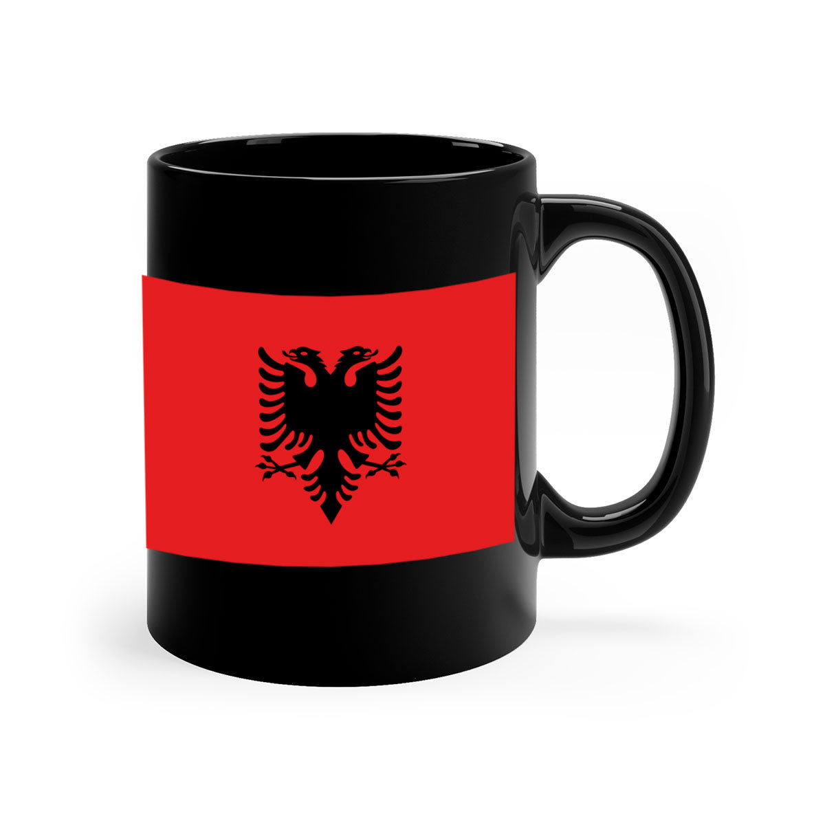 Albania 196# Mug featuring a glossy finish, colored handle, and interior, available in multiple colors.