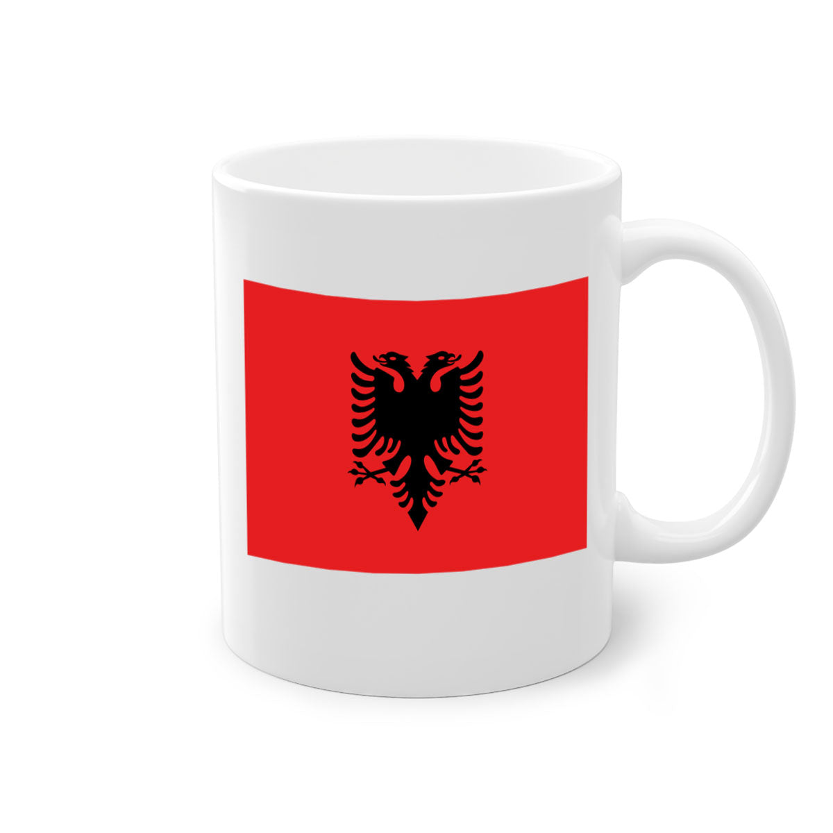 Albania 196# Mug featuring a glossy finish, colored handle, and interior, available in multiple colors.