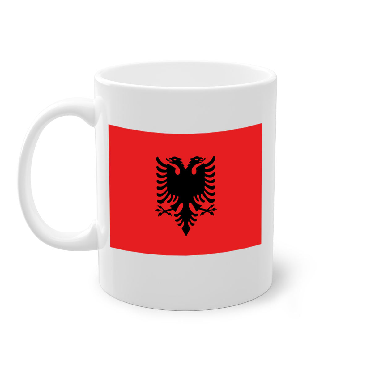 Albania 196# Mug featuring a glossy finish, colored handle, and interior, available in multiple colors.