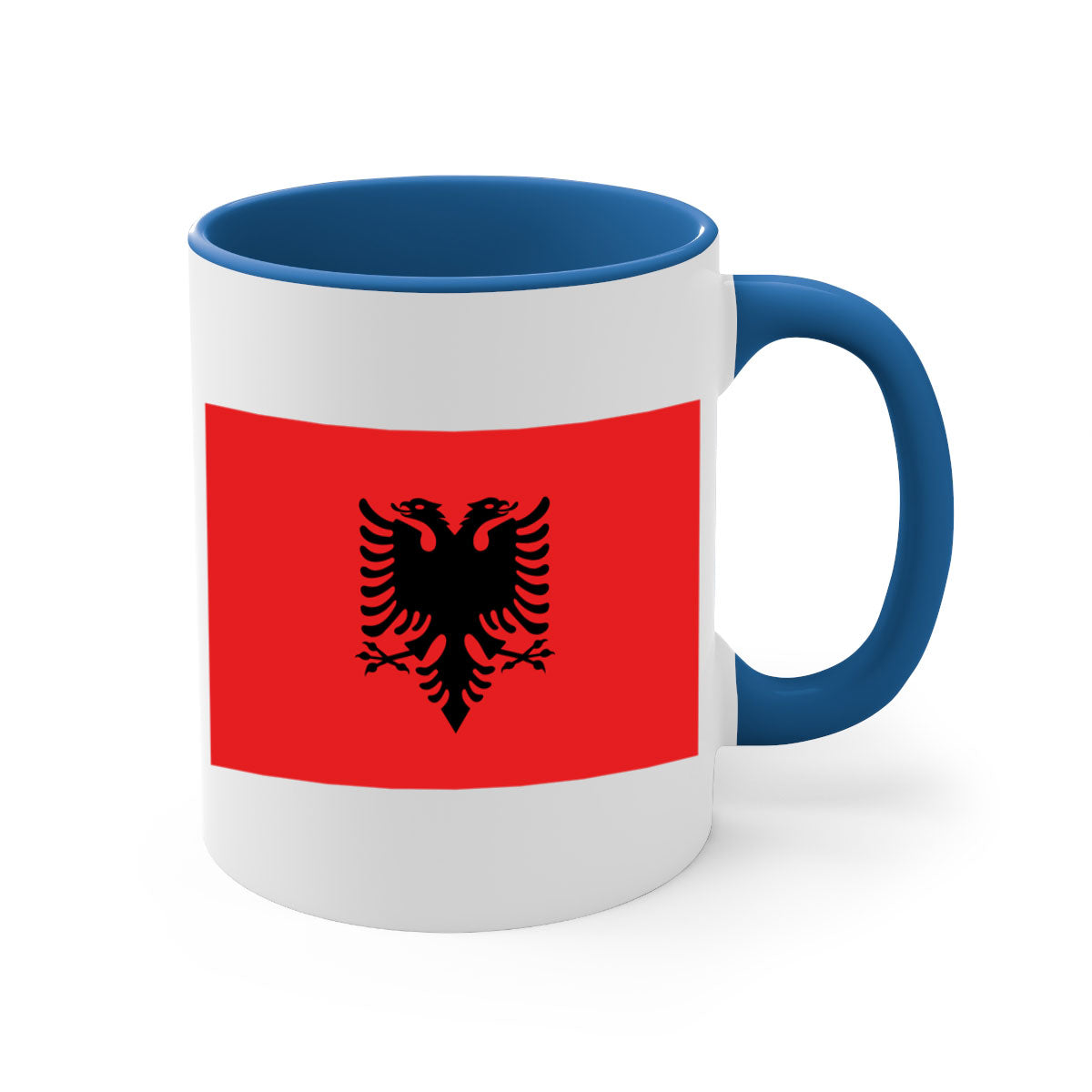 Albania 196# Mug featuring a glossy finish, colored handle, and interior, available in multiple colors.