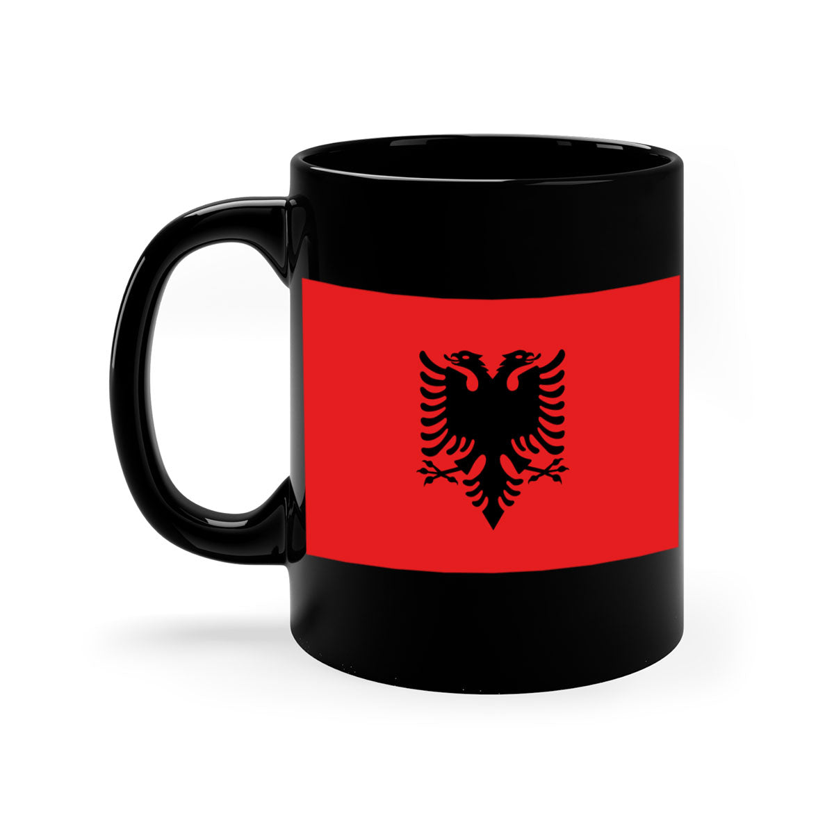 Albania 196# Mug featuring a glossy finish, colored handle, and interior, available in multiple colors.