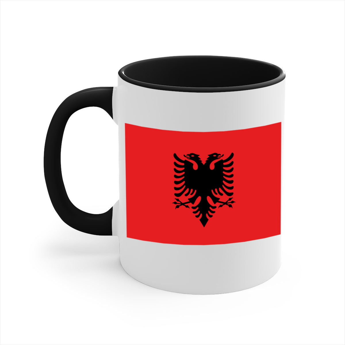 Albania 196# Mug featuring a glossy finish, colored handle, and interior, available in multiple colors.