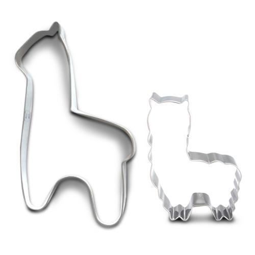 Alpaca Cookie Cutter in various sizes, made from cook-safe metal, perfect for baking fun alpaca-shaped cookies.