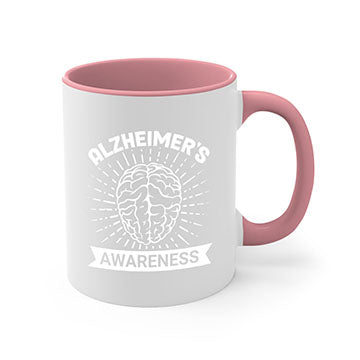 Alzheimer's Awareness Mug featuring a two-tone design with a colored handle and interior, available in multiple colors and sizes.