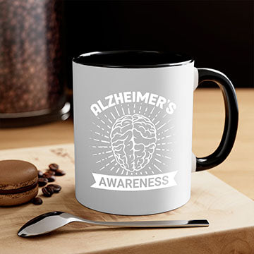 Alzheimer's Awareness Mug featuring a two-tone design with a colored handle and interior, available in multiple colors and sizes.