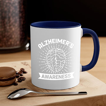 Alzheimer's Awareness Mug featuring a two-tone design with a colored handle and interior, available in multiple colors and sizes.