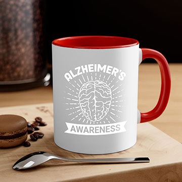 Alzheimer's Awareness Mug featuring a two-tone design with a colored handle and interior, available in multiple colors and sizes.