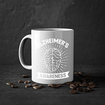 Alzheimer's Awareness Mug featuring a two-tone design with a colored handle and interior, available in multiple colors and sizes.