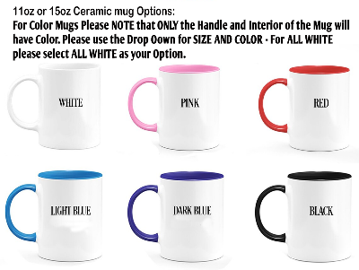 Alzheimer's Awareness Mug featuring a two-tone design with a colored handle and interior, available in multiple colors and sizes.