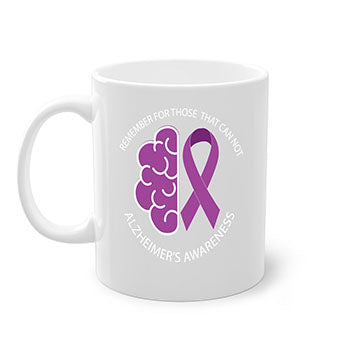 Alzheimer's awareness mug featuring a two-tone design with a colored handle and glossy finish, available in multiple colors.