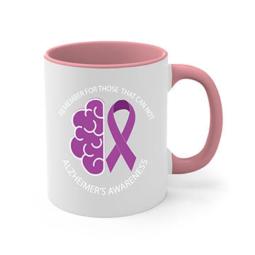 Alzheimer's awareness mug featuring a two-tone design with a colored handle and glossy finish, available in multiple colors.