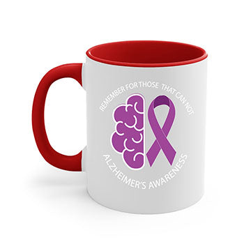 Alzheimer's awareness mug featuring a two-tone design with a colored handle and glossy finish, available in multiple colors.