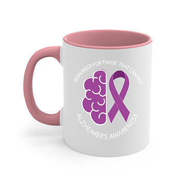 Alzheimer's awareness mug featuring a two-tone design with a colored handle and glossy finish, available in multiple colors.