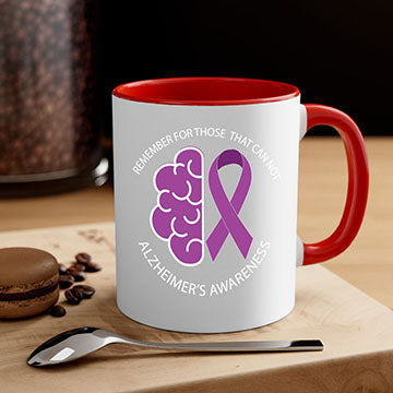 Alzheimer's awareness mug featuring a two-tone design with a colored handle and glossy finish, available in multiple colors.