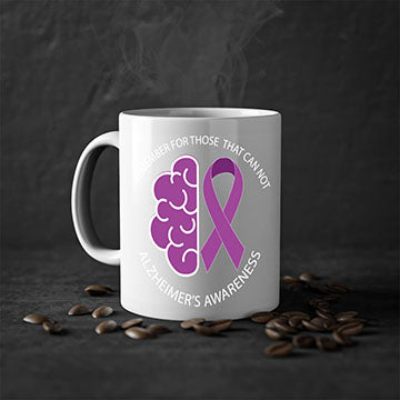 Alzheimer's awareness mug featuring a two-tone design with a colored handle and glossy finish, available in multiple colors.