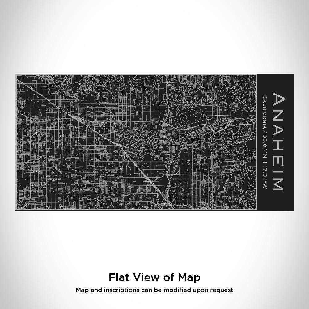 Matte black insulated stainless steel bottle featuring a custom engraved map of Anaheim, California.