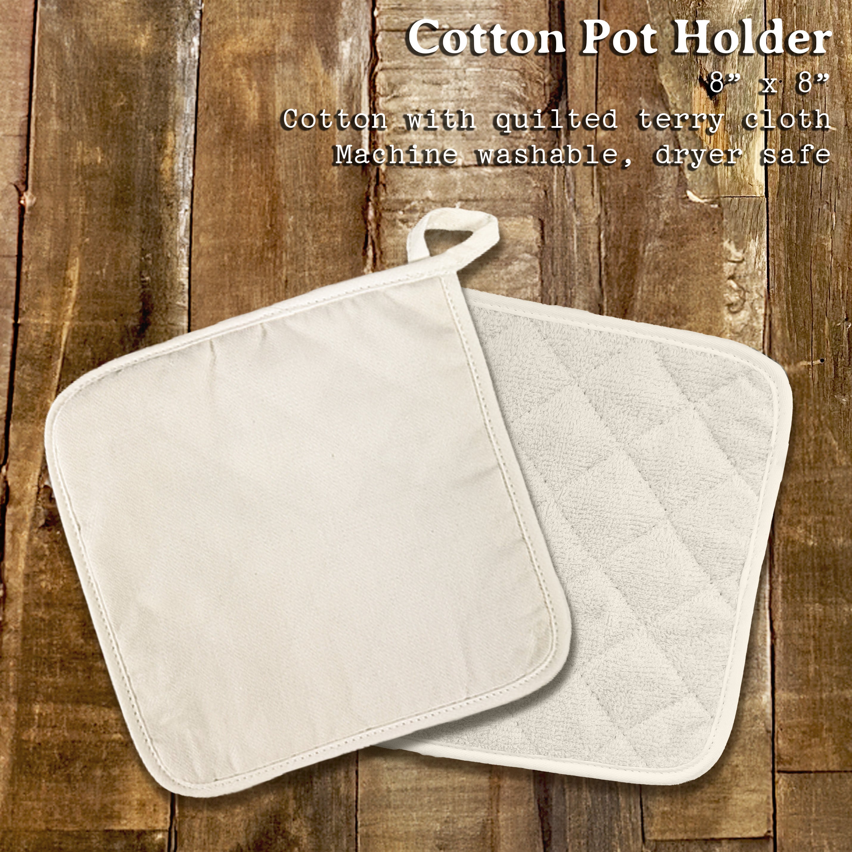 Antlers Cotton Pot Holder featuring a vibrant design, made from natural-color cotton and quilted terry cloth, perfect for protecting surfaces from hot cookware.