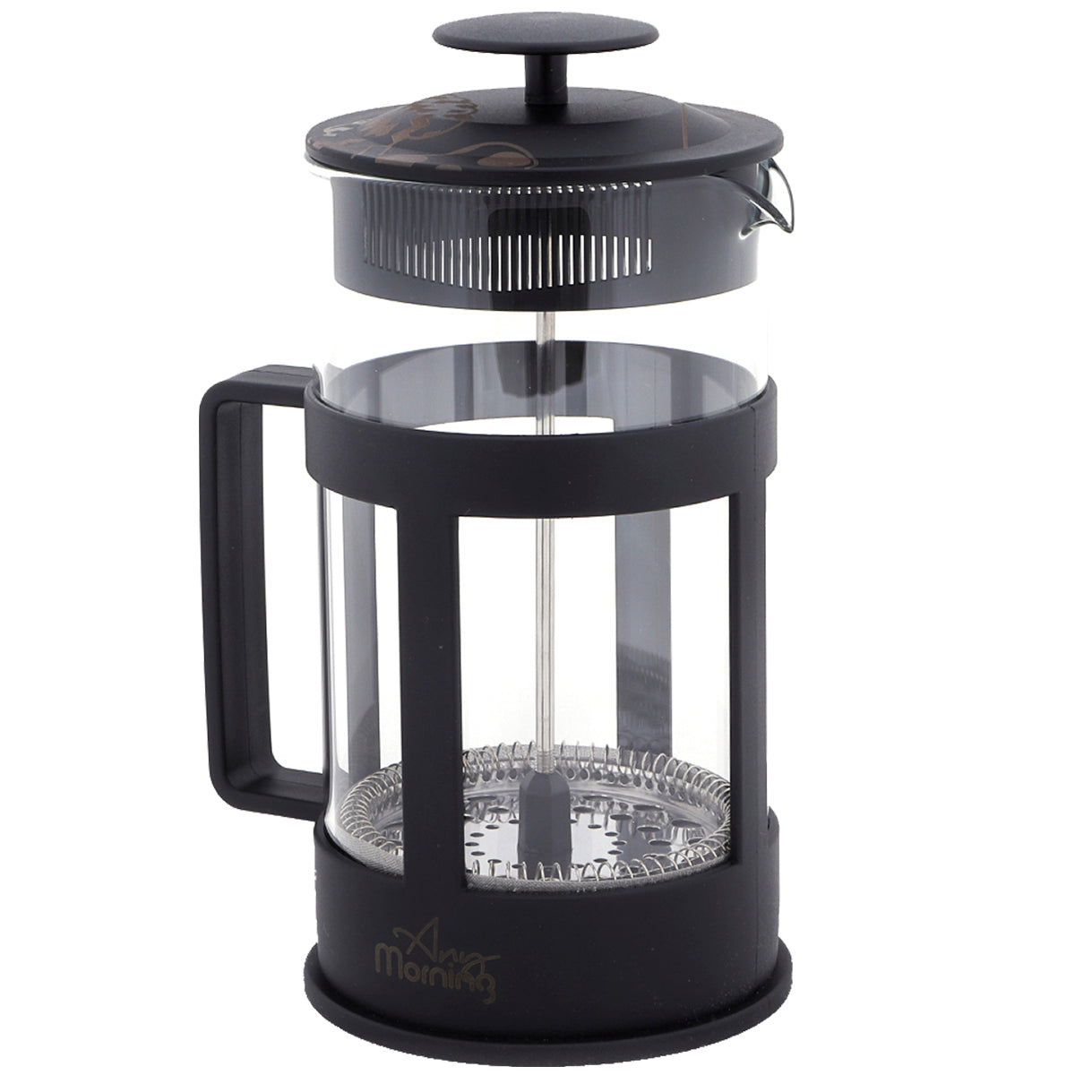 Any Morning FY04 French Press Kaffeebereiter in Schwarz mit 800 ml Kapazität, aus robustem Kunststoff und Edelstahl, ideal für Kaffee und Tee.