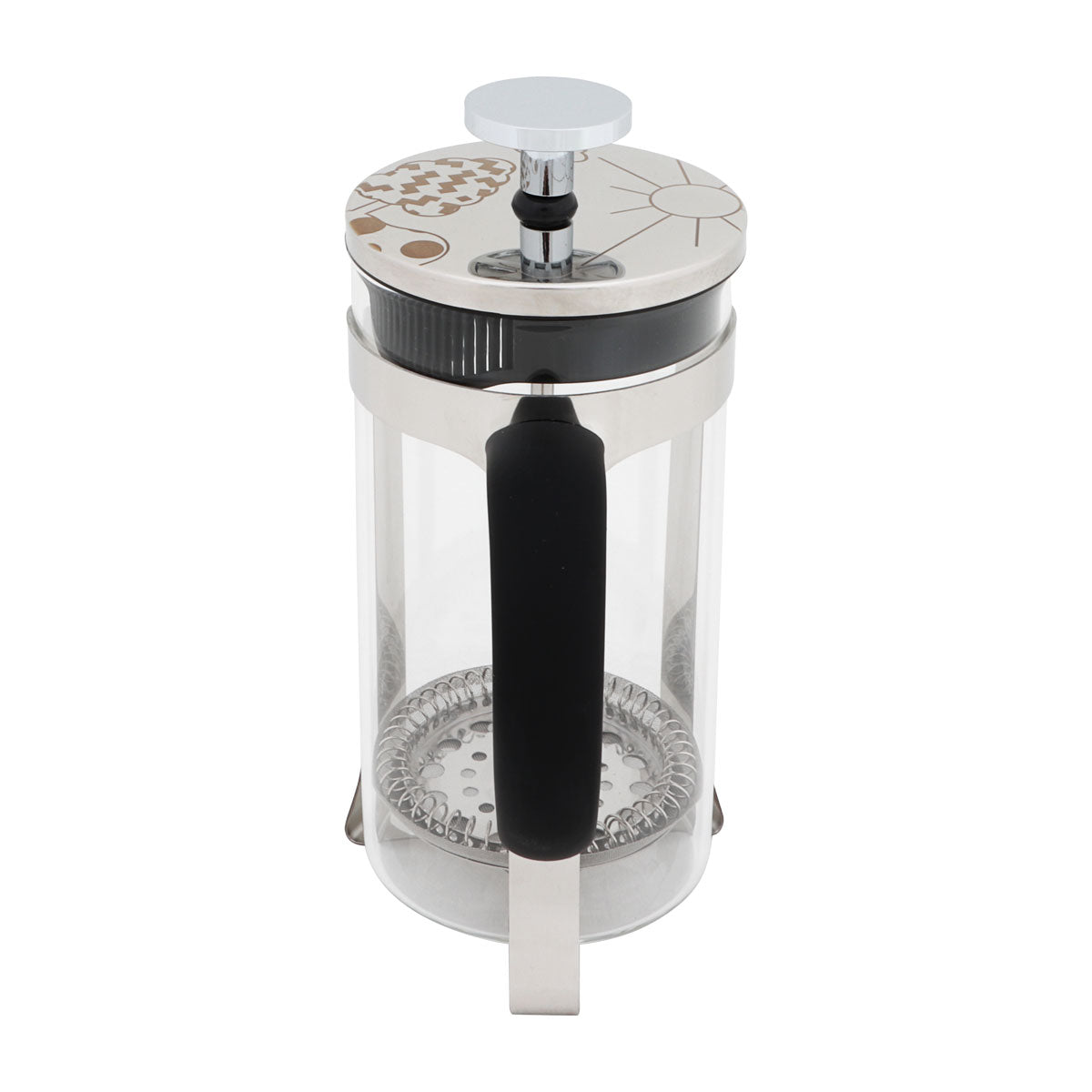 Any Morning FY450 French Press Kaffeebereiter aus Edelstahl und Borosilikatglas, 600 ml, silber, ideal für Kaffee und Tee.