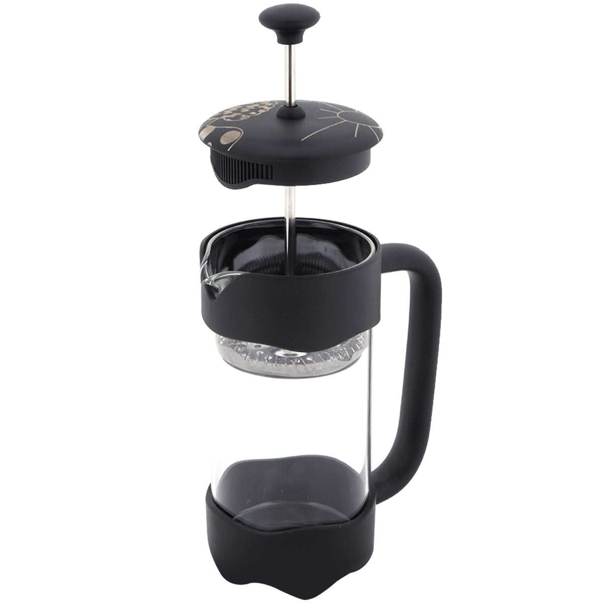 Any Morning FY92 French Press in Schwarz, 350 ml, aus robustem Kunststoff mit Edelstahl-Filter für perfekten Kaffee.