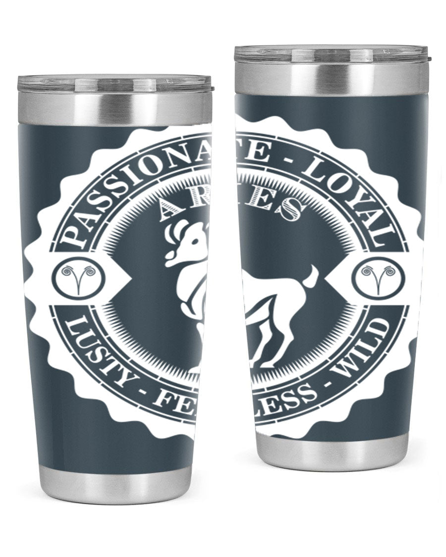 Aries 4# 20oz stainless steel tumbler with a sleek design, featuring a press-in lid and copper lining for temperature retention.