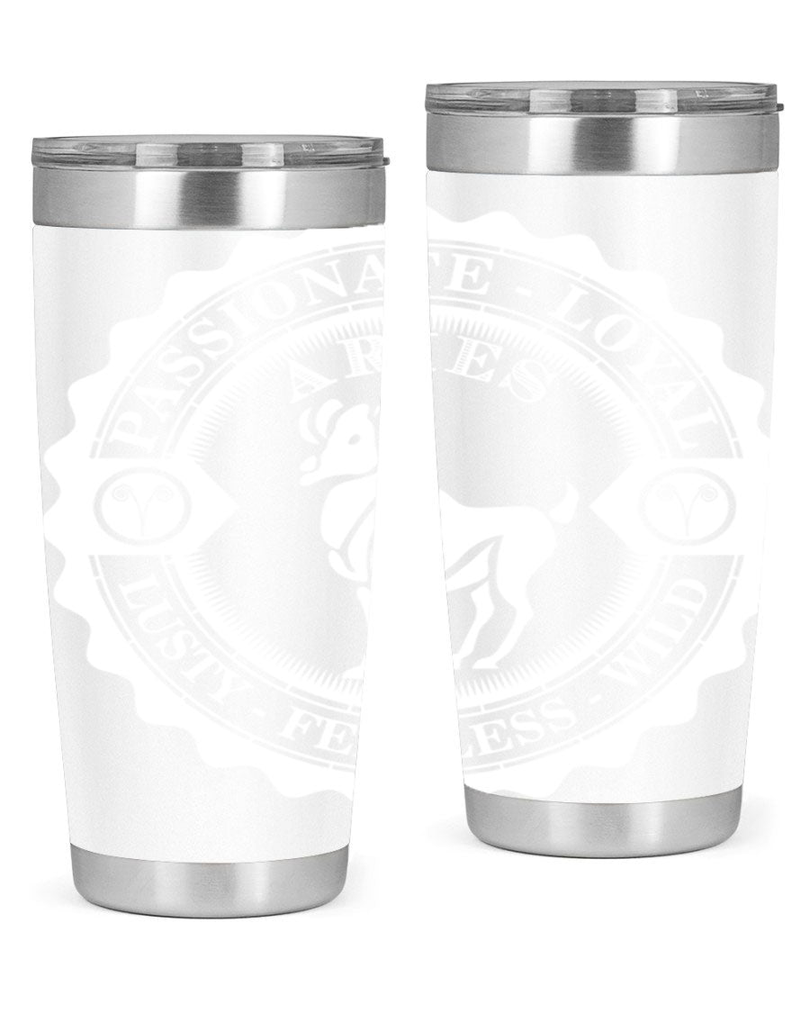 Aries 4# 20oz stainless steel tumbler with a sleek design, featuring a press-in lid and copper lining for temperature retention.