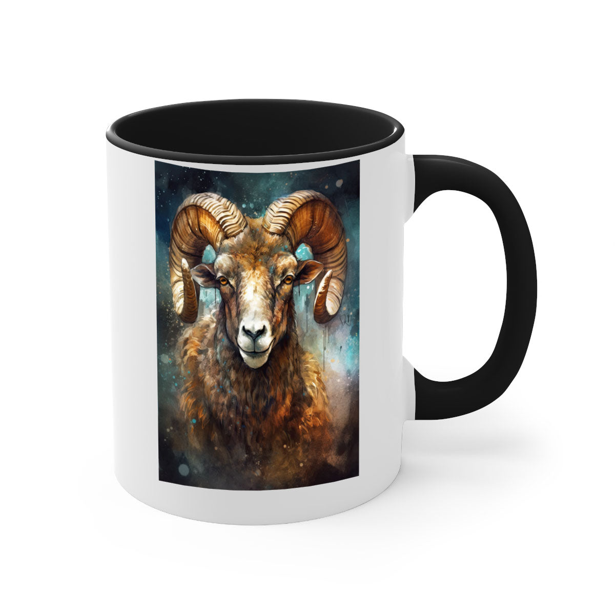 Aries 54# zodiac mug with a glossy finish, featuring a colored handle and interior, available in five vibrant colors.