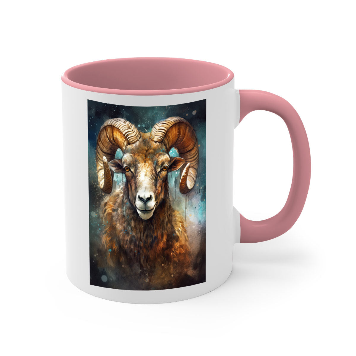 Aries 54# zodiac mug with a glossy finish, featuring a colored handle and interior, available in five vibrant colors.