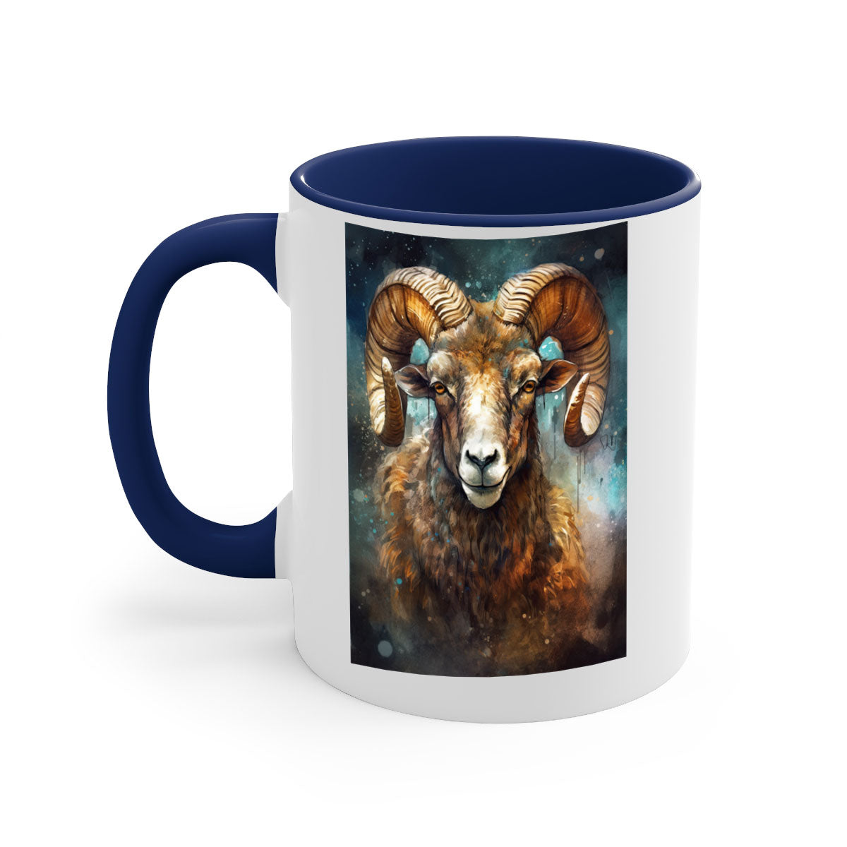 Aries 54# zodiac mug with a glossy finish, featuring a colored handle and interior, available in five vibrant colors.