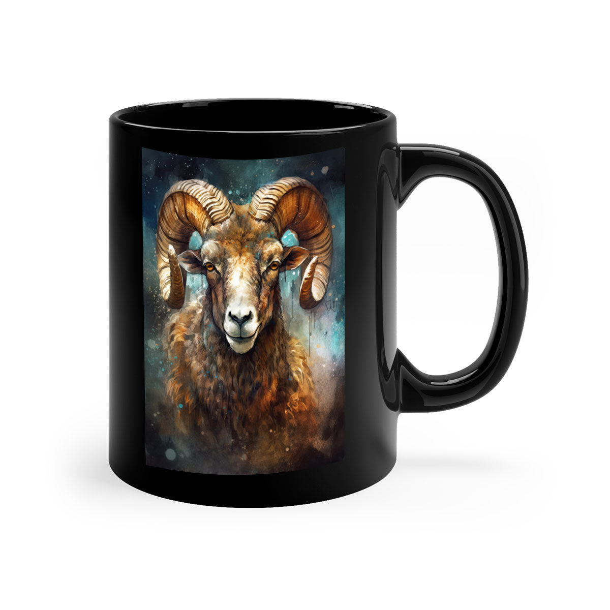 Aries 54# zodiac mug with a glossy finish, featuring a colored handle and interior, available in five vibrant colors.